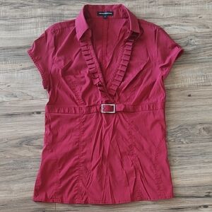 EUC Red Ruffle Blouse